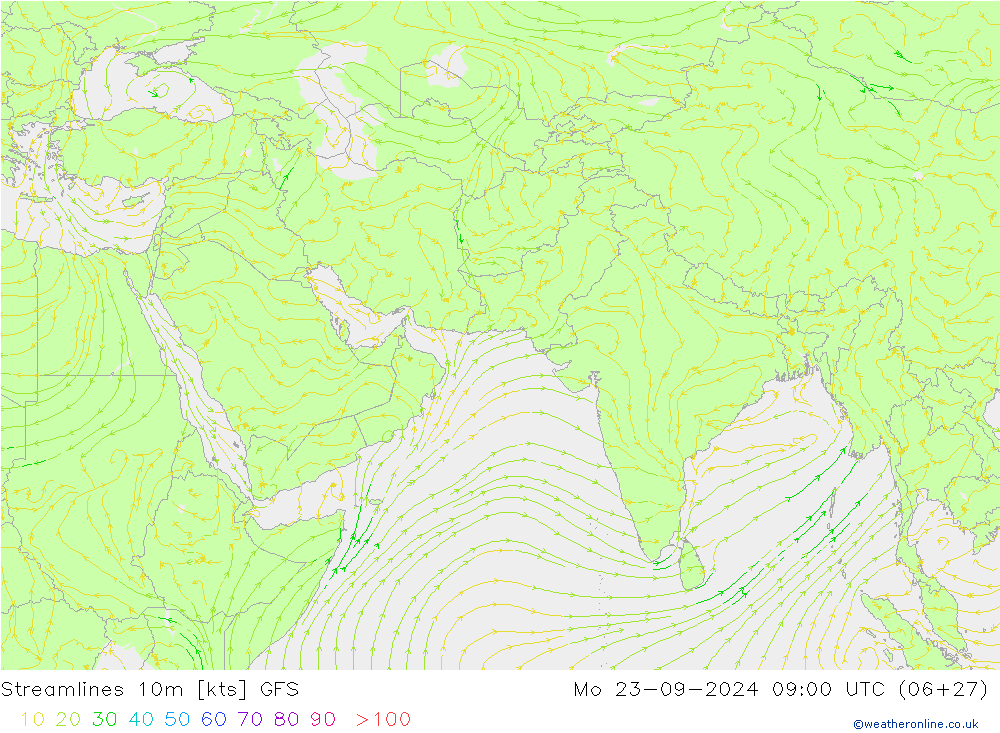 Rüzgar 10m GFS Pzt 23.09.2024 09 UTC