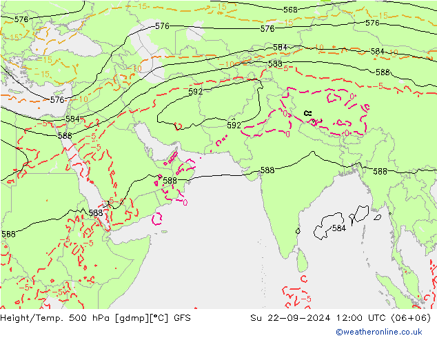 Height/Temp. 500 hPa GFS dom 22.09.2024 12 UTC