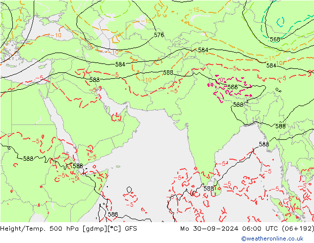 Height/Temp. 500 hPa GFS 星期一 30.09.2024 06 UTC