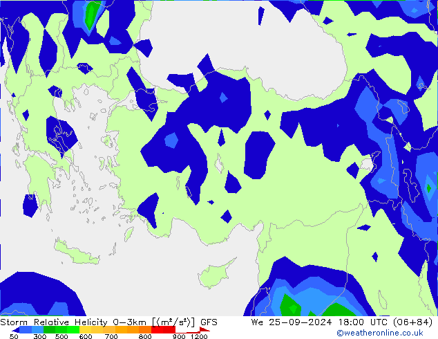 Storm Relative Helicity GFS We 25.09.2024 18 UTC