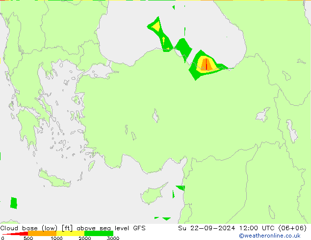 Cloud base (low) GFS Dom 22.09.2024 12 UTC