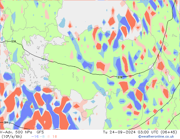 V-Adv. 500 гПа GFS вт 24.09.2024 03 UTC