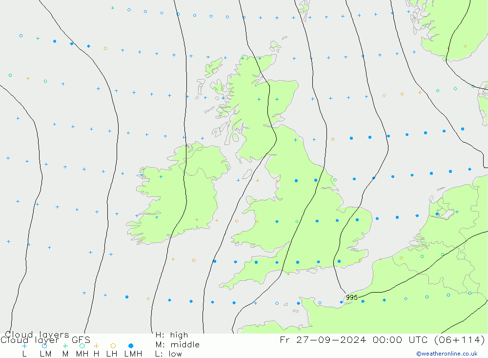 Cloud layer GFS ven 27.09.2024 00 UTC