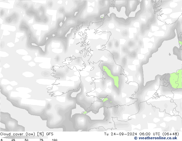 Wolken (tief) GFS Di 24.09.2024 06 UTC