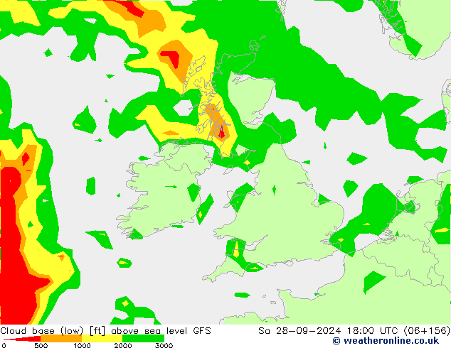 Cloud base (low) GFS Sa 28.09.2024 18 UTC