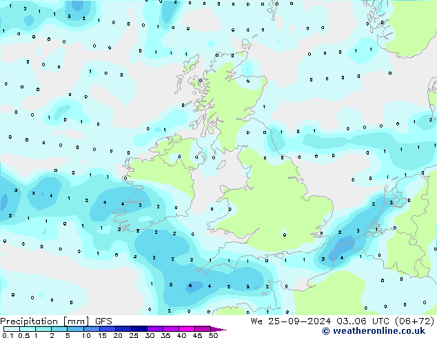 Niederschlag GFS Mi 25.09.2024 06 UTC