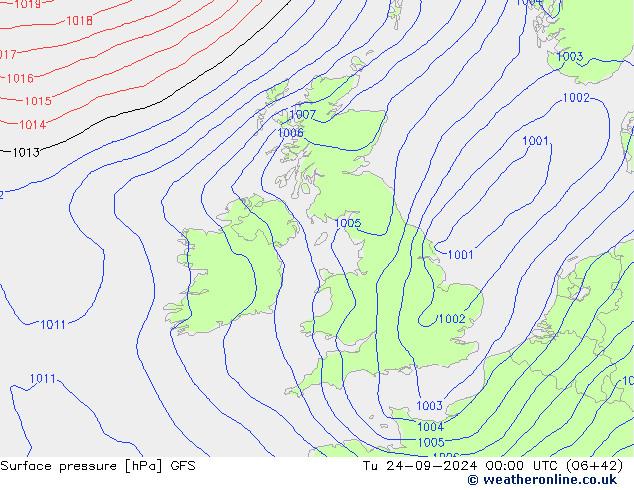 GFS: Út 24.09.2024 00 UTC