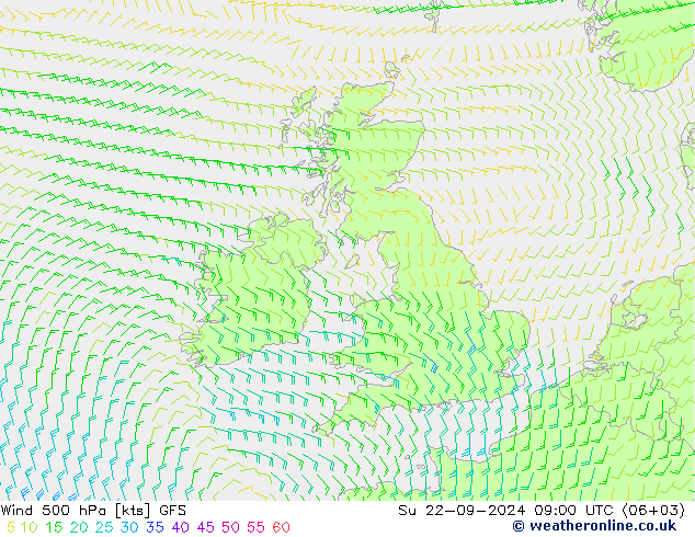 Wind 500 hPa GFS Ne 22.09.2024 09 UTC