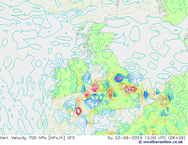 Vert. snelheid 700 hPa GFS zo 22.09.2024 12 UTC