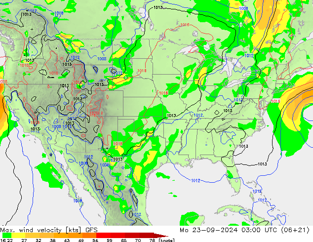 Max. wind velocity GFS lun 23.09.2024 03 UTC