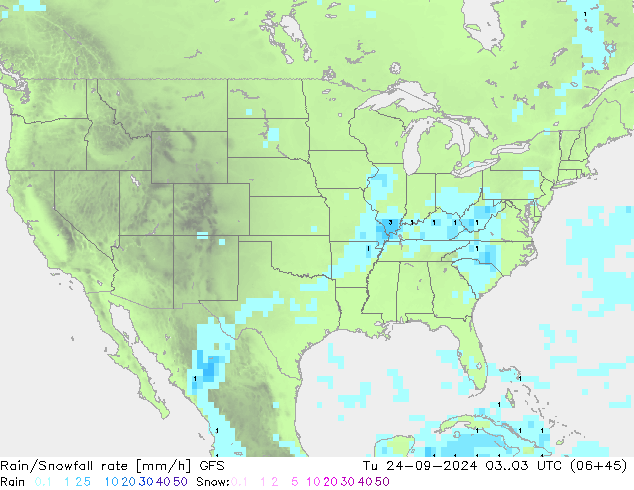 Rain/Snowfall rate GFS Tu 24.09.2024 03 UTC