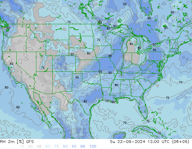 RH 2m GFS Вс 22.09.2024 12 UTC