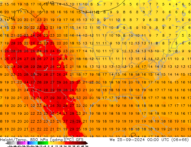 GFS: St 25.09.2024 00 UTC