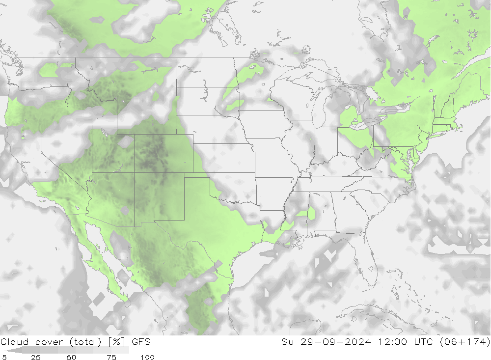 Bewolking (Totaal) GFS zo 29.09.2024 12 UTC