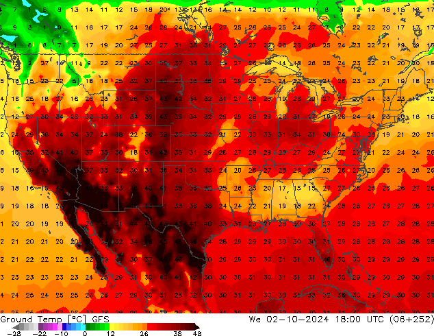 Ground Temp GFS We 02.10.2024 18 UTC