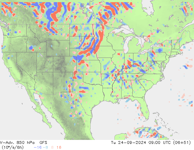 V-Adv. 850 hPa GFS di 24.09.2024 09 UTC