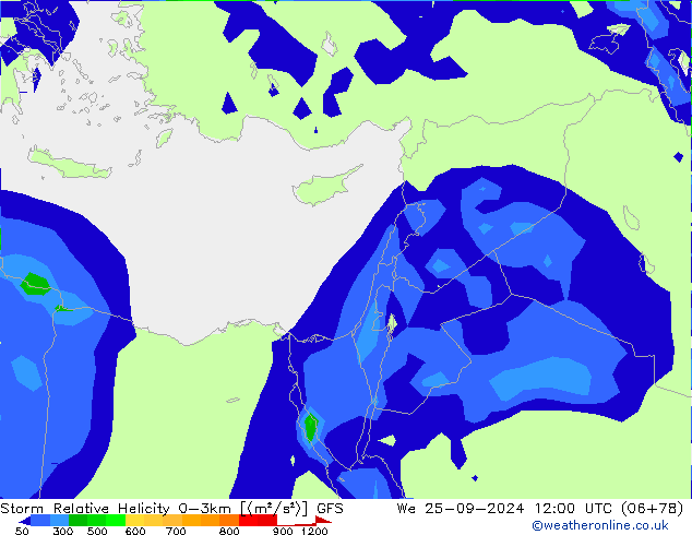 Storm Relative Helicity GFS St 25.09.2024 12 UTC