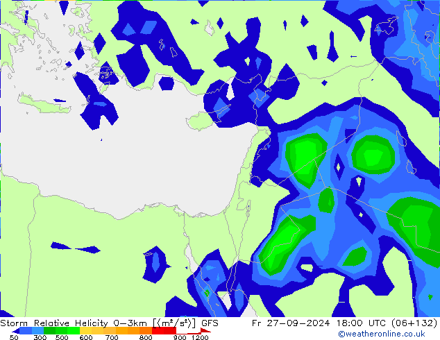 Storm Relative Helicity GFS ven 27.09.2024 18 UTC