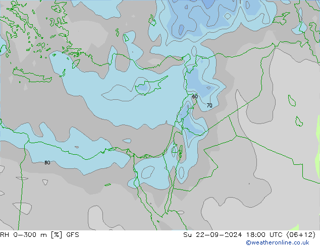 RH 0-300 m GFS So 22.09.2024 18 UTC