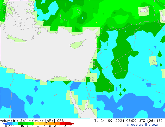 Volumetric Soil Moisture GFS Tu 24.09.2024 06 UTC