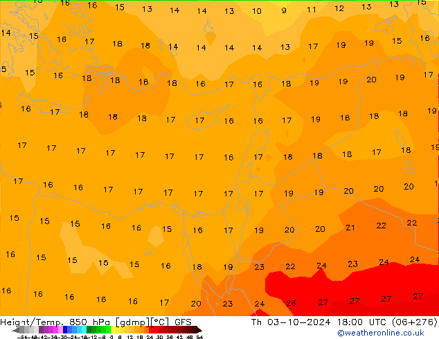 Z500/Rain (+SLP)/Z850 GFS jue 03.10.2024 18 UTC