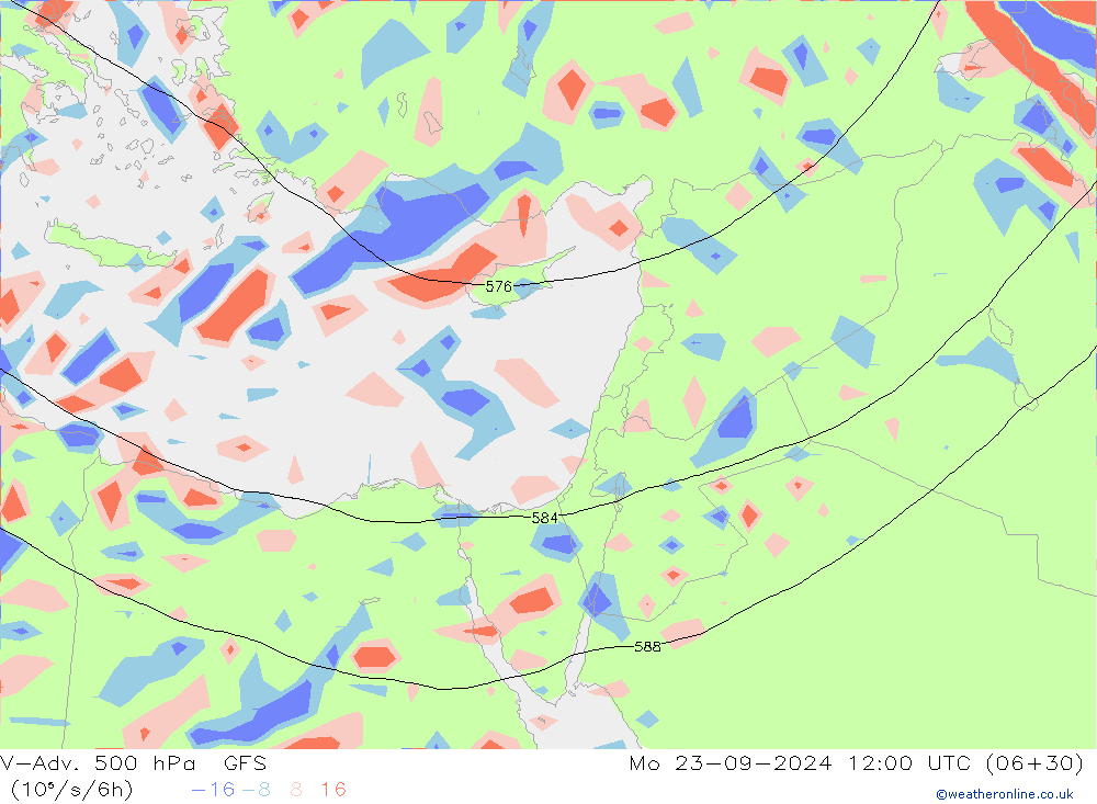 V-Adv. 500 hPa GFS Mo 23.09.2024 12 UTC