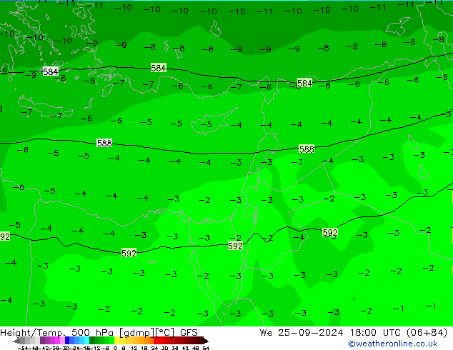 Z500/Rain (+SLP)/Z850 GFS We 25.09.2024 18 UTC