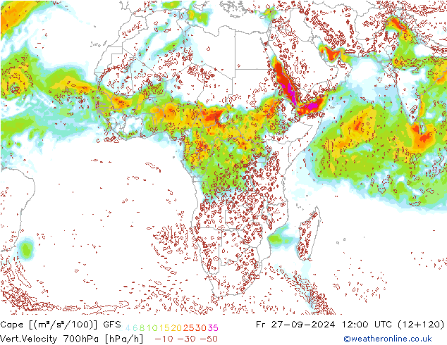 Cape GFS ven 27.09.2024 12 UTC