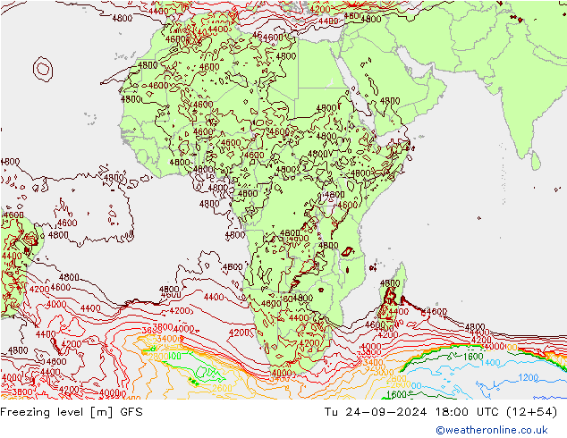 Nulgradenniveau GFS september 2024