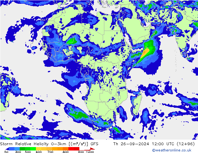 Storm Relative Helicity GFS Do 26.09.2024 12 UTC