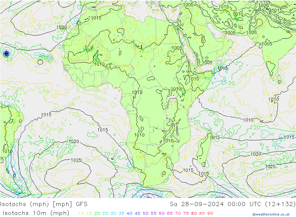 Isotachs (mph) GFS So 28.09.2024 00 UTC