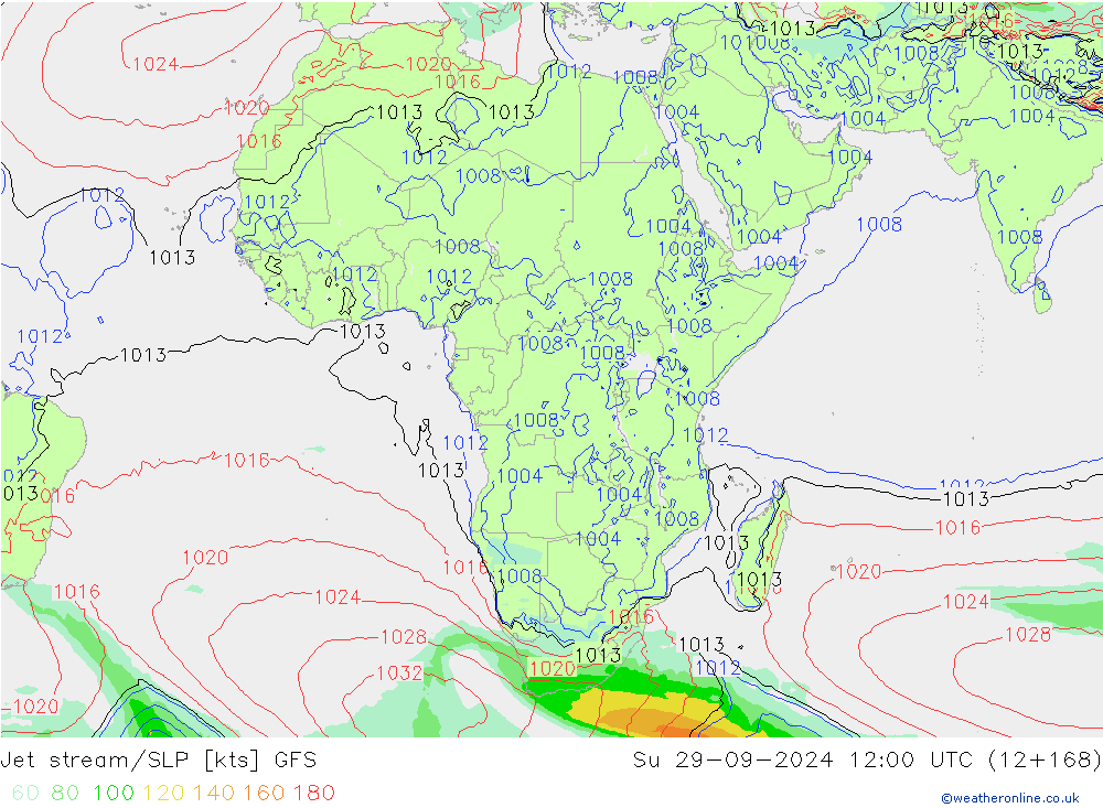 Jet Akımları/SLP GFS Paz 29.09.2024 12 UTC