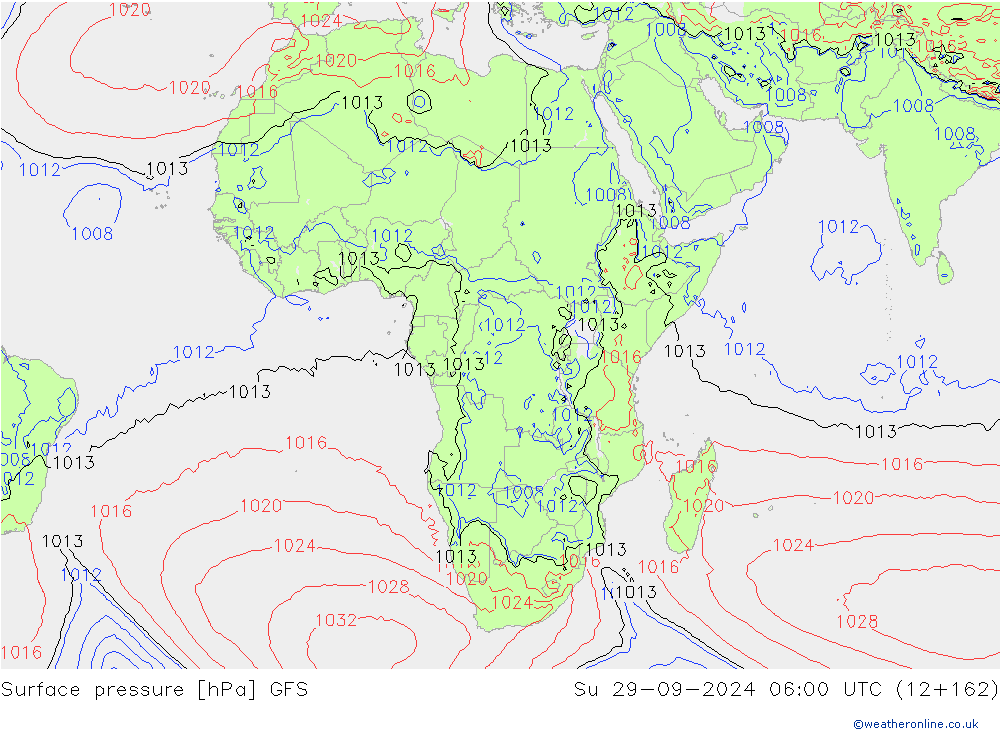 Surface pressure GFS Su 29.09.2024 06 UTC