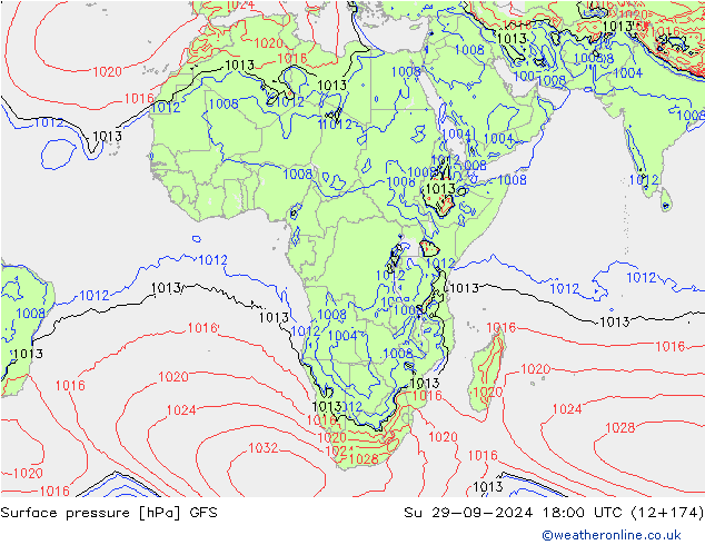 Surface pressure GFS Su 29.09.2024 18 UTC