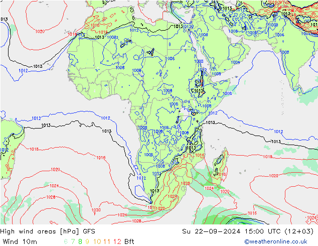 High wind areas GFS Su 22.09.2024 15 UTC