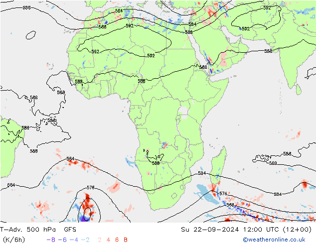 T-Adv. 500 hPa GFS Su 22.09.2024 12 UTC