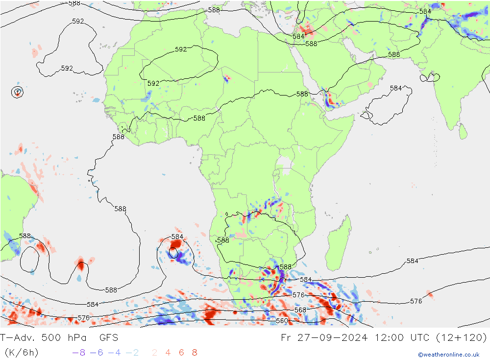 T-Adv. 500 hPa GFS Fr 27.09.2024 12 UTC