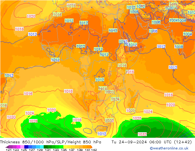Thck 850-1000 hPa GFS Tu 24.09.2024 06 UTC