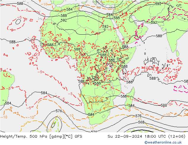 Z500/Rain (+SLP)/Z850 GFS Su 22.09.2024 18 UTC