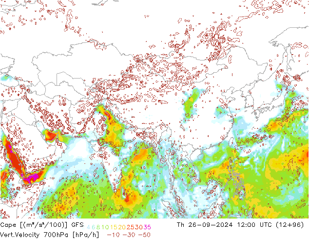 Cape GFS gio 26.09.2024 12 UTC