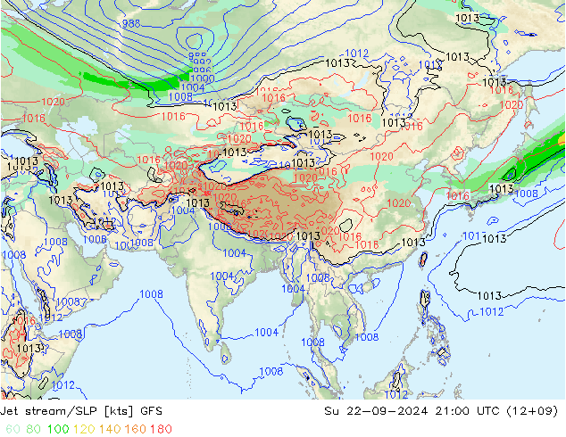 Jet Akımları/SLP GFS Paz 22.09.2024 21 UTC