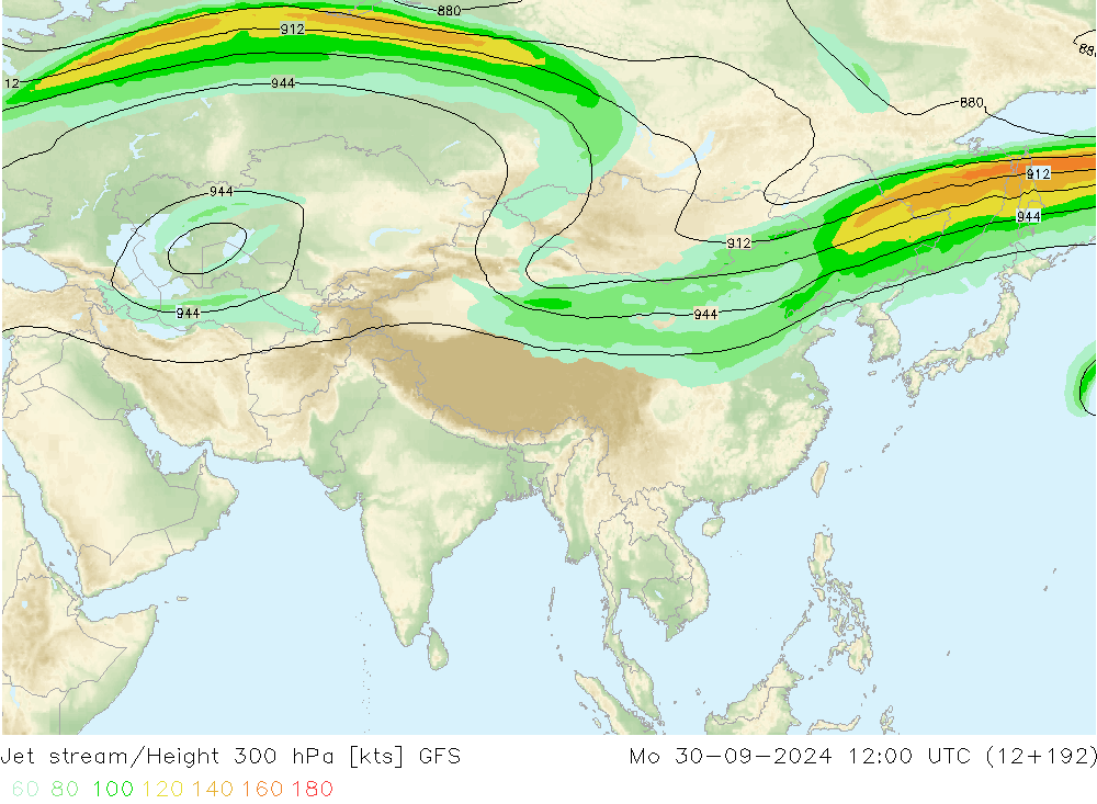 Courant-jet GFS lun 30.09.2024 12 UTC