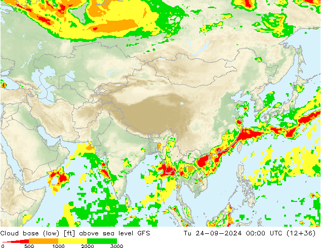 Cloud base (low) GFS Ter 24.09.2024 00 UTC