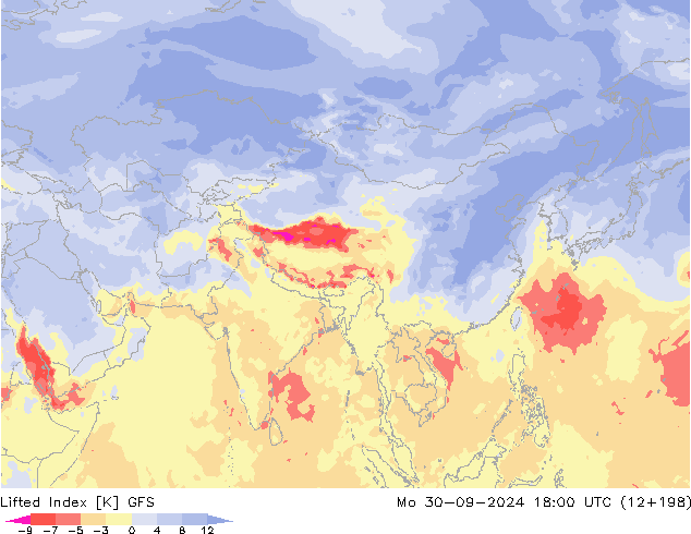 Lifted Index GFS Po 30.09.2024 18 UTC