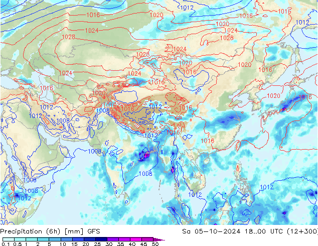 Z500/Rain (+SLP)/Z850 GFS сб 05.10.2024 00 UTC