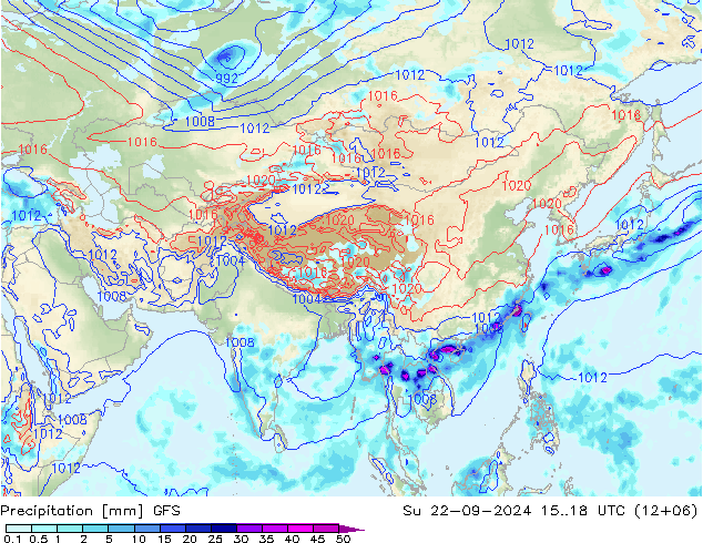 Yağış GFS Paz 22.09.2024 18 UTC