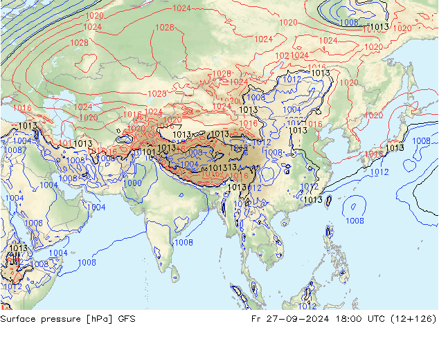 Surface pressure GFS Fr 27.09.2024 18 UTC