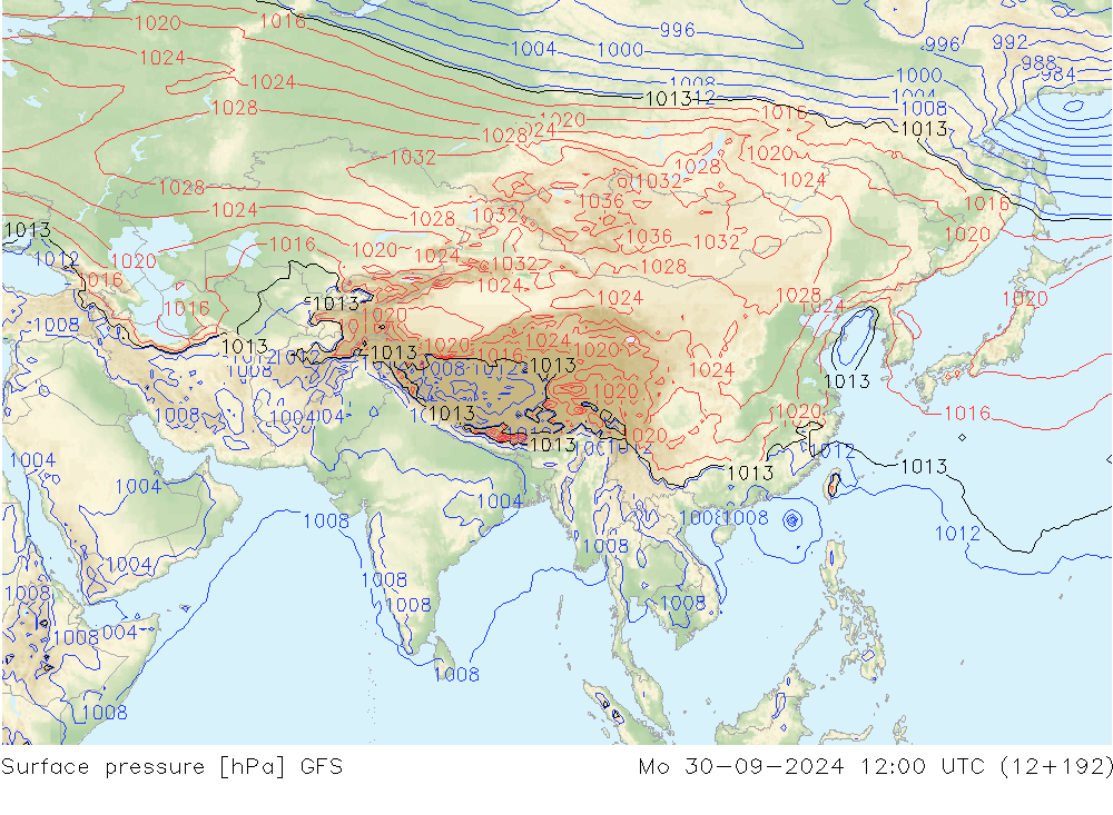 pressão do solo GFS Seg 30.09.2024 12 UTC