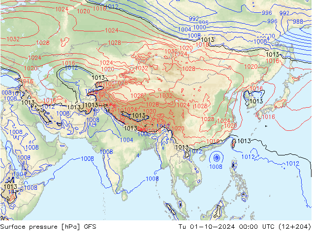 GFS: wto. 01.10.2024 00 UTC