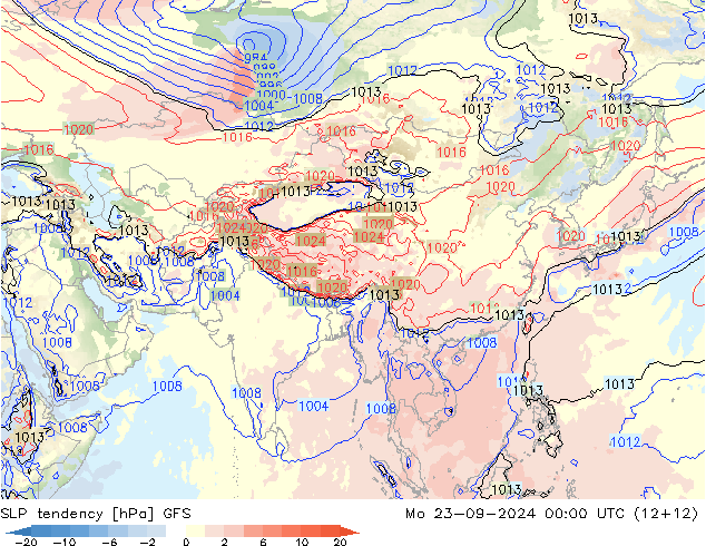 Tendencia de presión GFS lun 23.09.2024 00 UTC